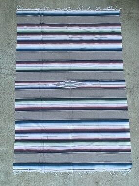 82”x54” VINTAGE Mexican Saltillo Serape Blanket traditional textile handwoven
